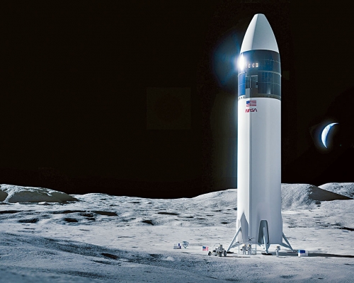 SpaceX登陸器載人登月的構想圖。
