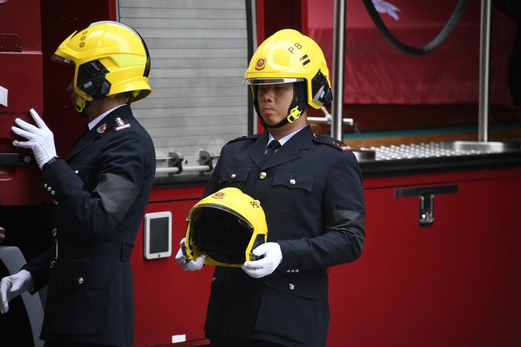 消防處2月為邱耀文舉行榮譽喪禮。資料圖片