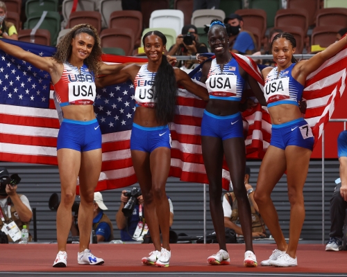 美國女子4x400米接力隊。Reuters