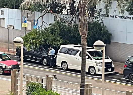 大樹壓中一輛私家車。fb：筲箕灣西灣河關注組
