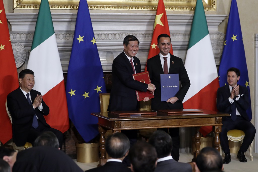 中意兩國2019年簽「一帶一路」備忘錄。