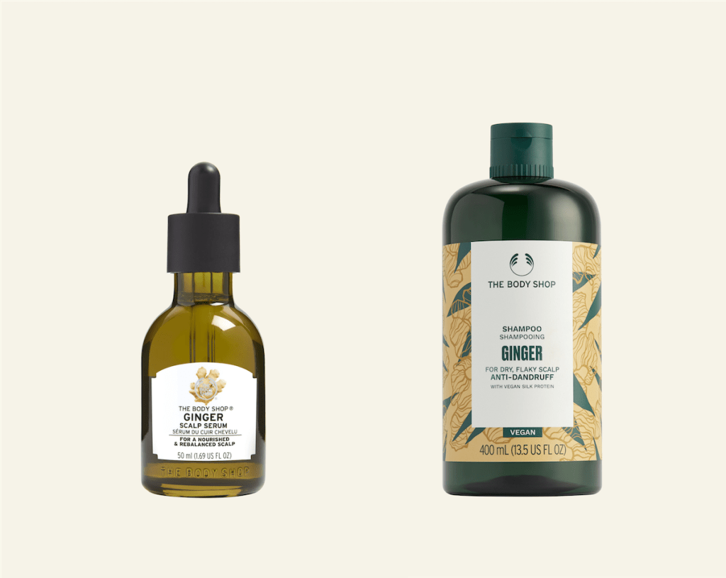 升級版皇牌生薑頭皮護理洗髮露(右)、皇牌生薑頭皮護理精華(左)