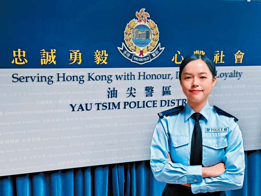 參加少年警訊逾4年的大學生何馭心，去年透過「輔警大學生計劃」加入輔警隊，實踐維護法紀、服務市民的理想。