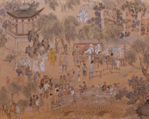 廣州佛山一位藝術家創作出一副名為「核酸檢測上河圖」。網圖