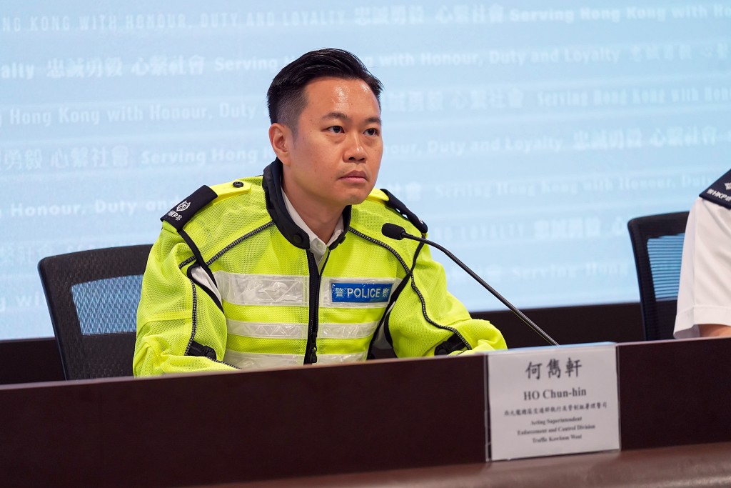 西九龍總區交通部執行及管制署理警司何雋軒。