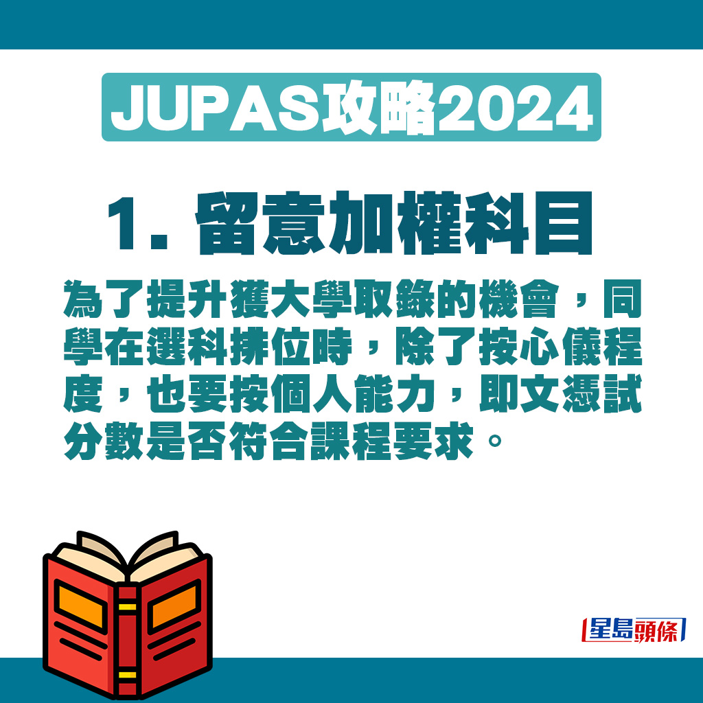 為了提升獲大學取錄的機會，同學在選科排位時，除了按心儀程度，也要按個人能力，即文憑試分數是否符合課程要求。