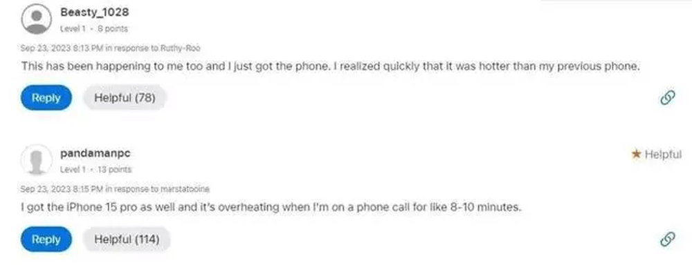 国外的网民在讨论表示iPhone 15有过热的问题。
