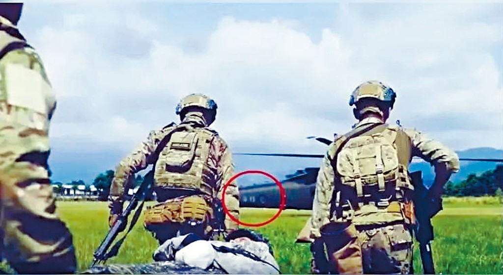 美軍宣傳片中,直升機機身有「陸軍」字眼及「中華民國國徽」。
