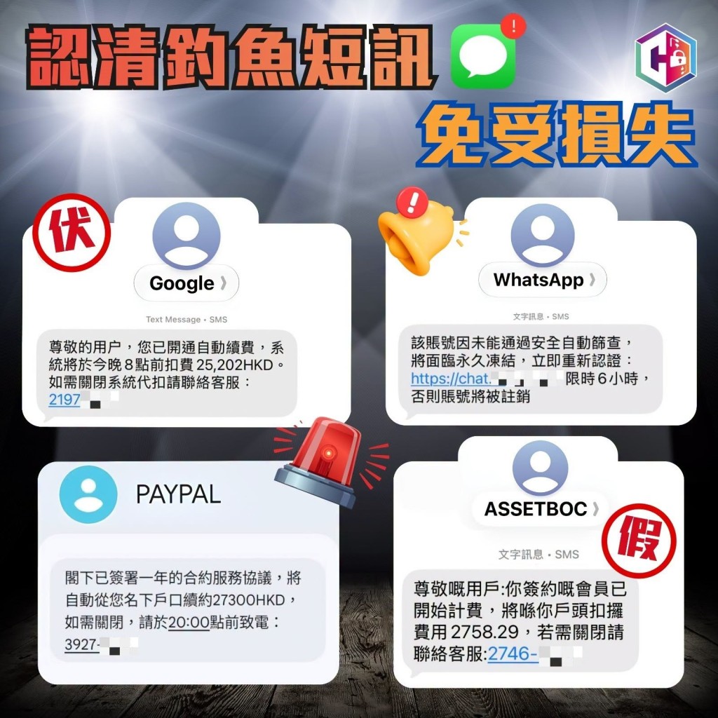 警方防騙專頁「守網者」早前亦發文，指相信自動續費短訊「九成九係假，千祈唔好輕信」。守網者FB