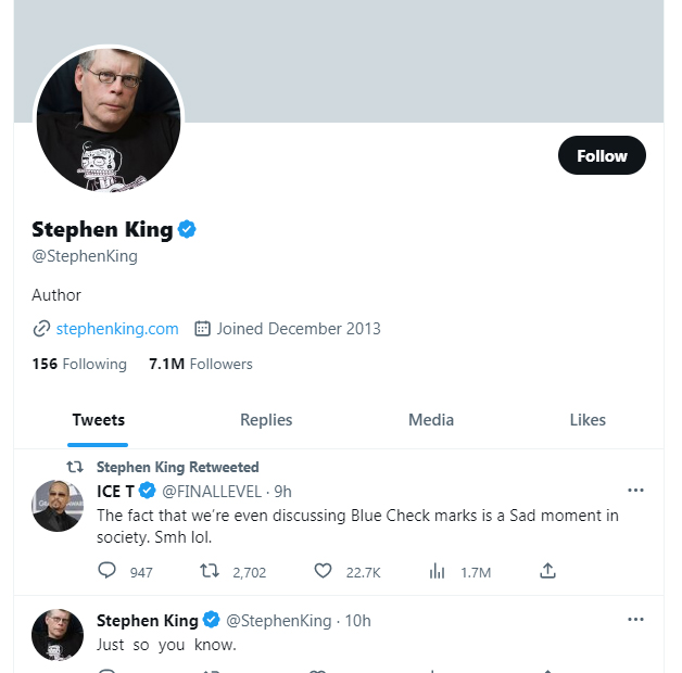 Stephen King的Twitter。Twitter