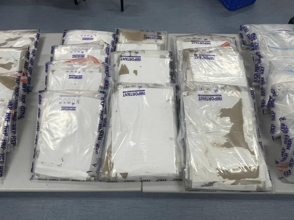 人员检获的毒品总市值约2,800万港元。警方图片