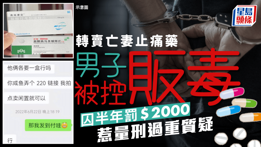 男子轉賣亡妻止痛藥 被控販毒囚半年