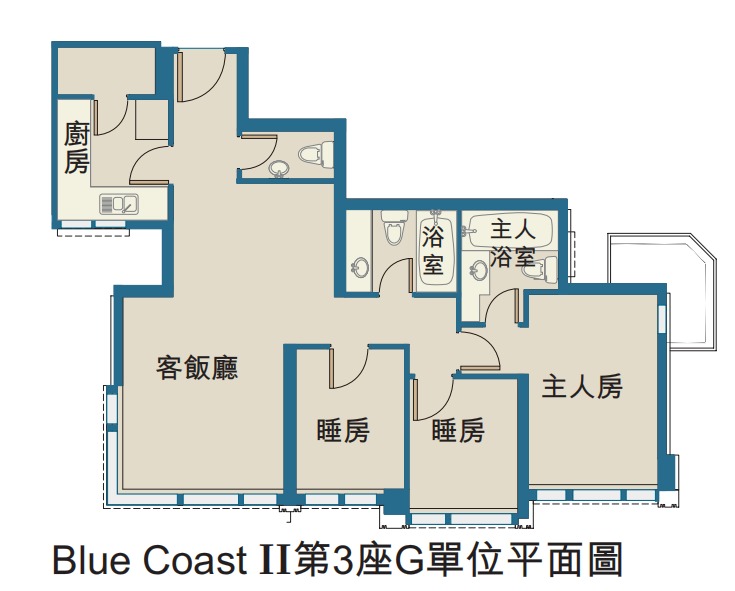 Blue Coast II第3座G單位平面圖。 Blue Coast II第3座G單位平面圖。