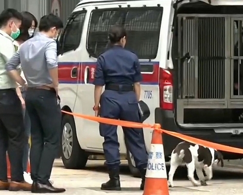 毒品調查科攜同緝毒犬搜查西九總部。