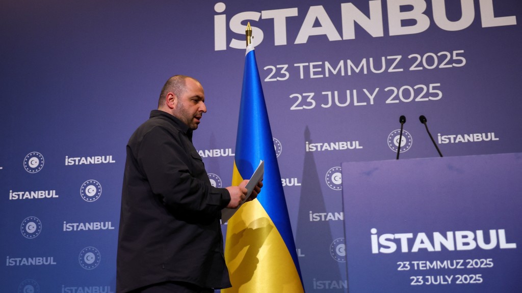 俄烏第三輛談判結束後，烏克蘭國防部長烏梅諾夫（Rustem Umerov）。 路透社