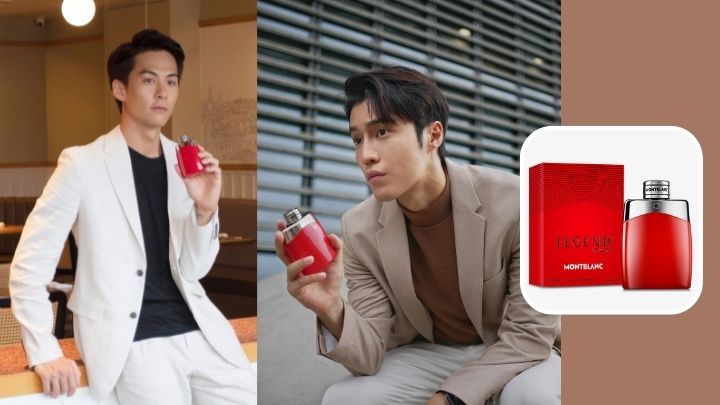 Montblanc邀來新世代人氣男神朱鑑然（左）及丁子朗（中）帥氣且優雅地演繹Legend 香水十周新作（右）/$420至$788。