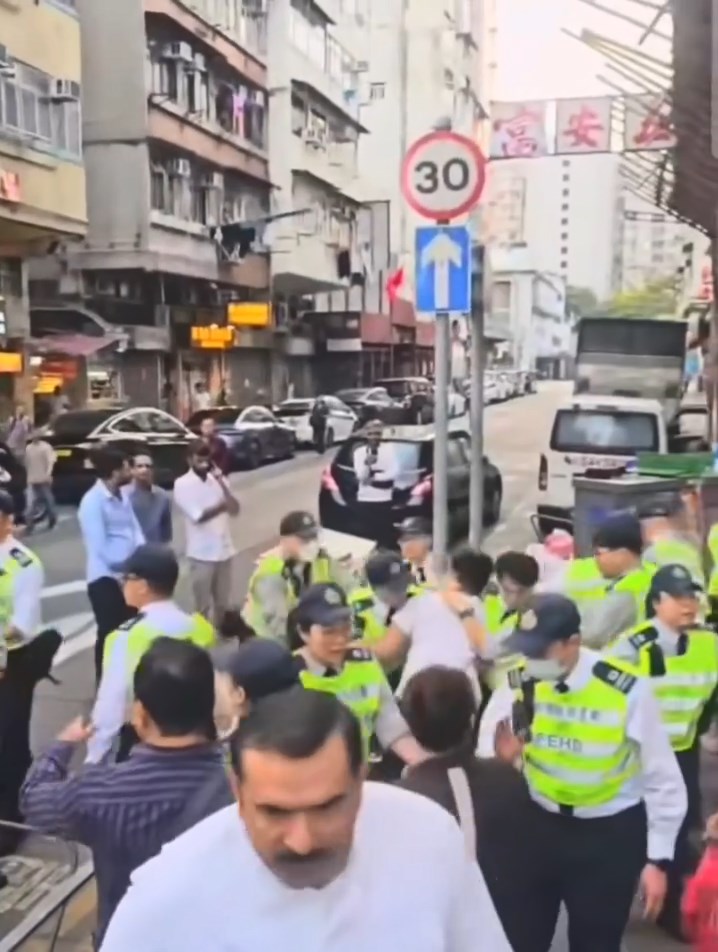 食環署人員昨日到深水埗執法，其間與3名男子發生爭執。網上片段截圖