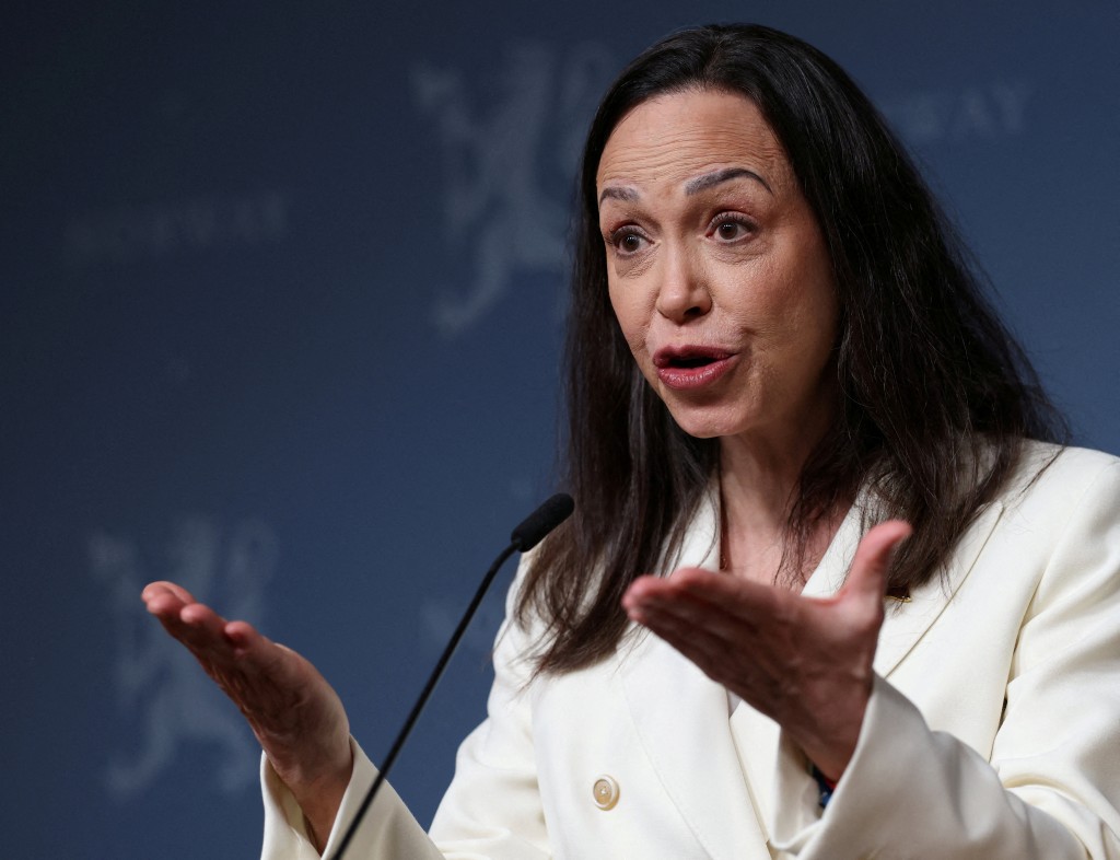 诺贝尔和平奖得主、委内瑞拉反对派领袖马查多。路透社