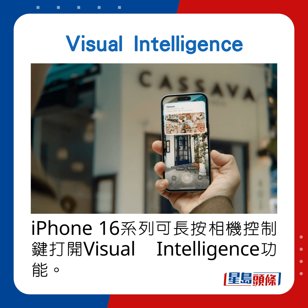 iPhone 16系列可长按相机控制键打开Visual Intelligence功能。