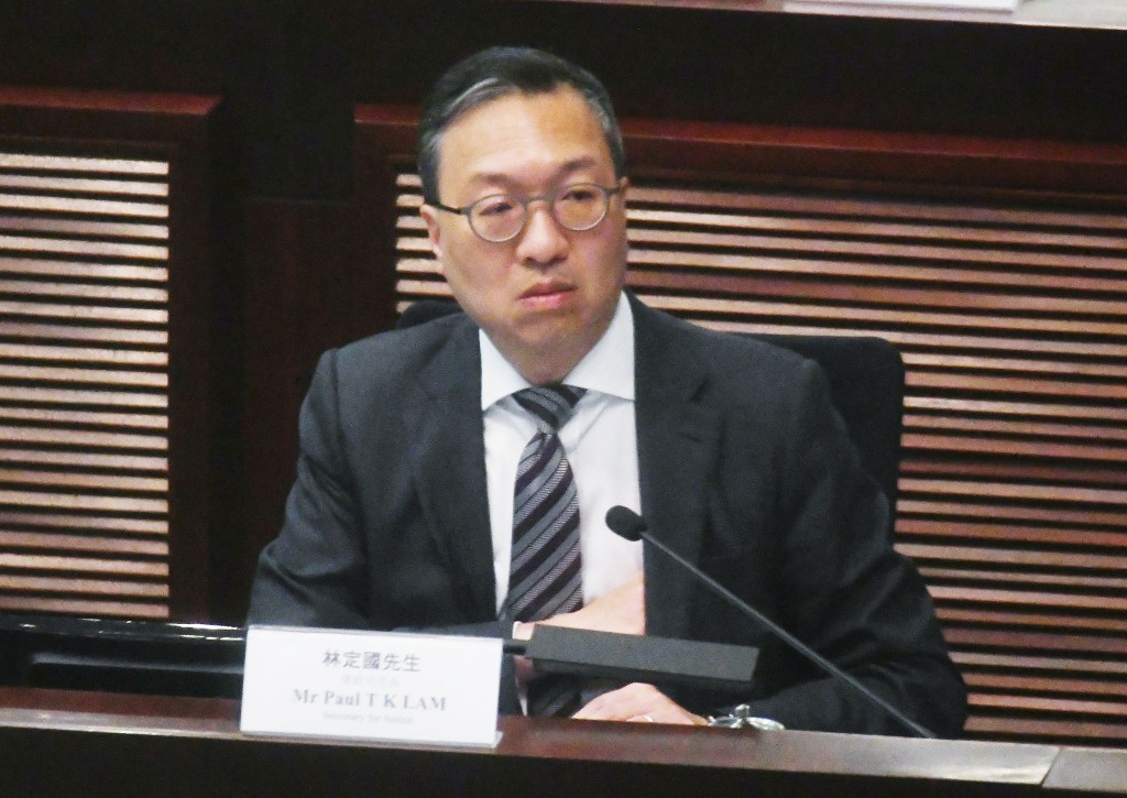 林定國今早到立法會出席司法及法律事務委員會會議，向議員講解新一份《施政報告》相關的政策內容。資料圖片