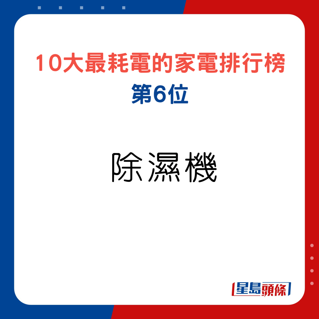 10大最耗電的家電排行榜第6位除濕機