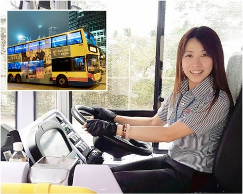 被網民形容為最靚女車長的城巴車長劉家穎。
