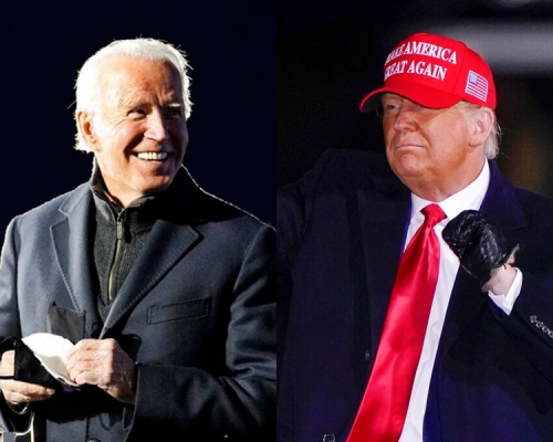 民主黨總統候選人拜登(左)暫時領先對手特朗普(右)。AP圖片