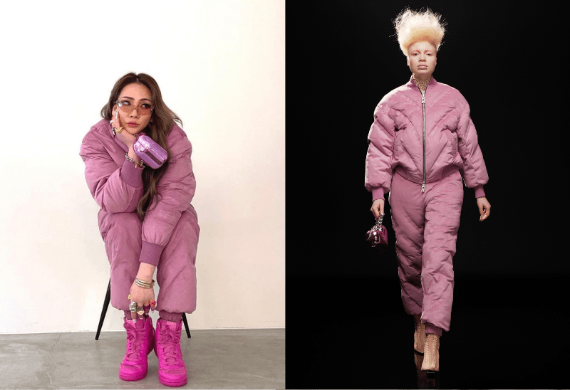 CL搶先以GCDS 2021秋冬系列新裝形象示人。（圖右為GCDS 2021秋冬時裝展）