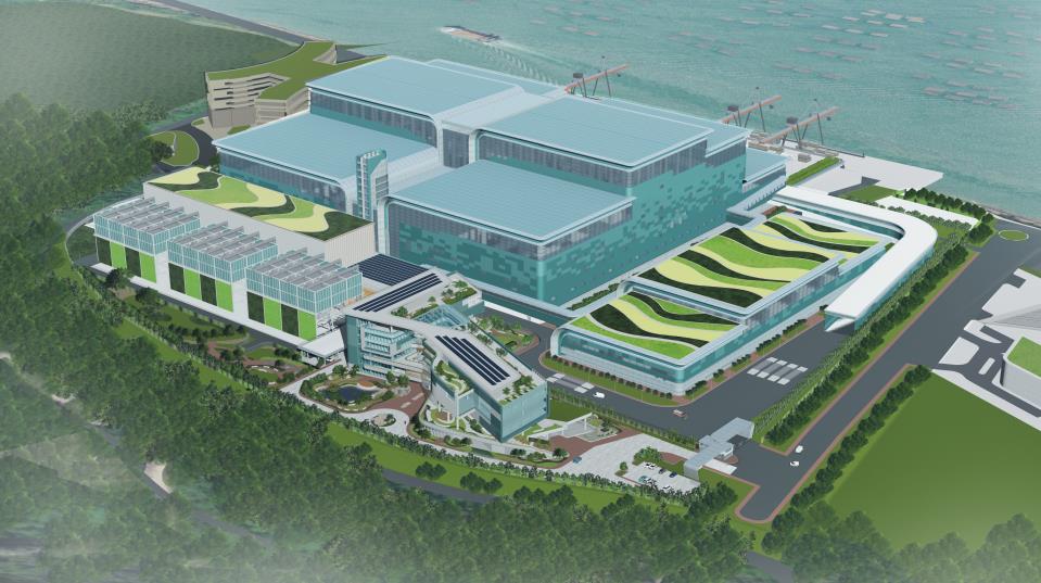 環保署擬於屯門曾咀興建第二座轉廢為能I•PARK2，圖中為參考建築設計圖。(立法會文件概念圖)