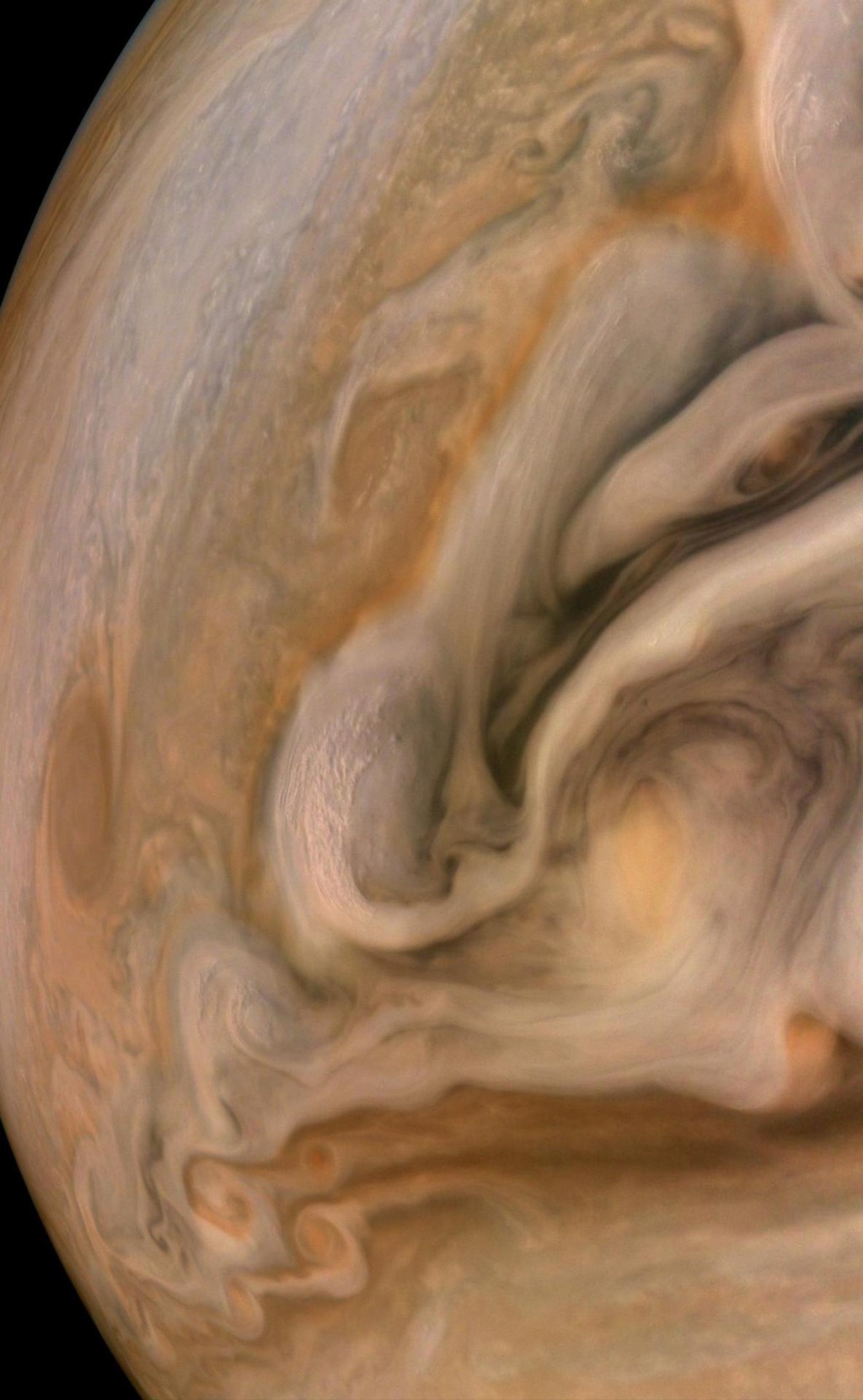 这些纹路是木星上的风暴。（NASA）