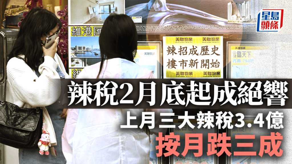 辣稅2月底起成絕響 上月三大辣稅3.4億 按月跌三成