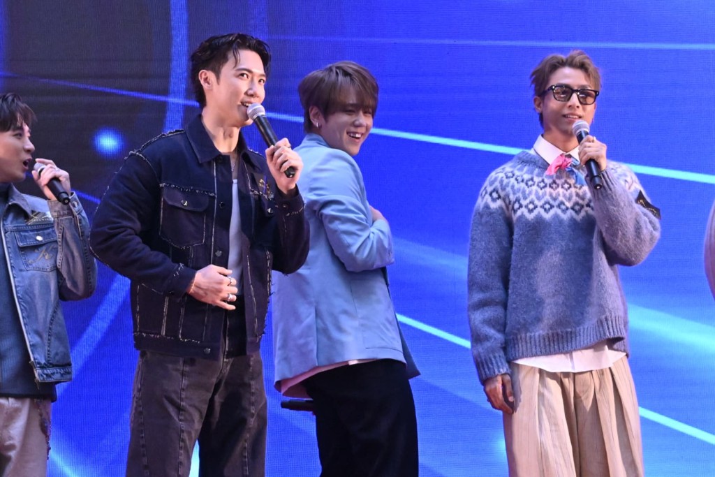 Stanley與姜濤、AK爆笑互動。 Stanley與姜濤、AK爆笑互動。