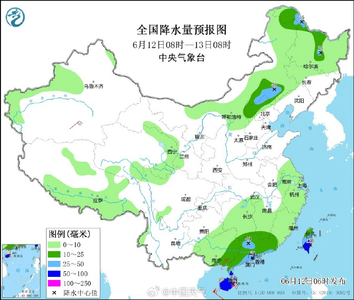 颱風「蝴蝶」將在華南登陸,海南廣東等地有強風雨。圖為降水量預報 颱風「蝴蝶」將在華南登陸,海南廣東等地有強風雨。圖為降水量預報