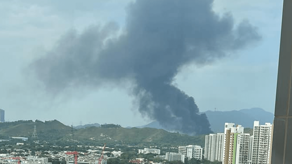 坪輋恐龍坑有回收場起火。網上圖片