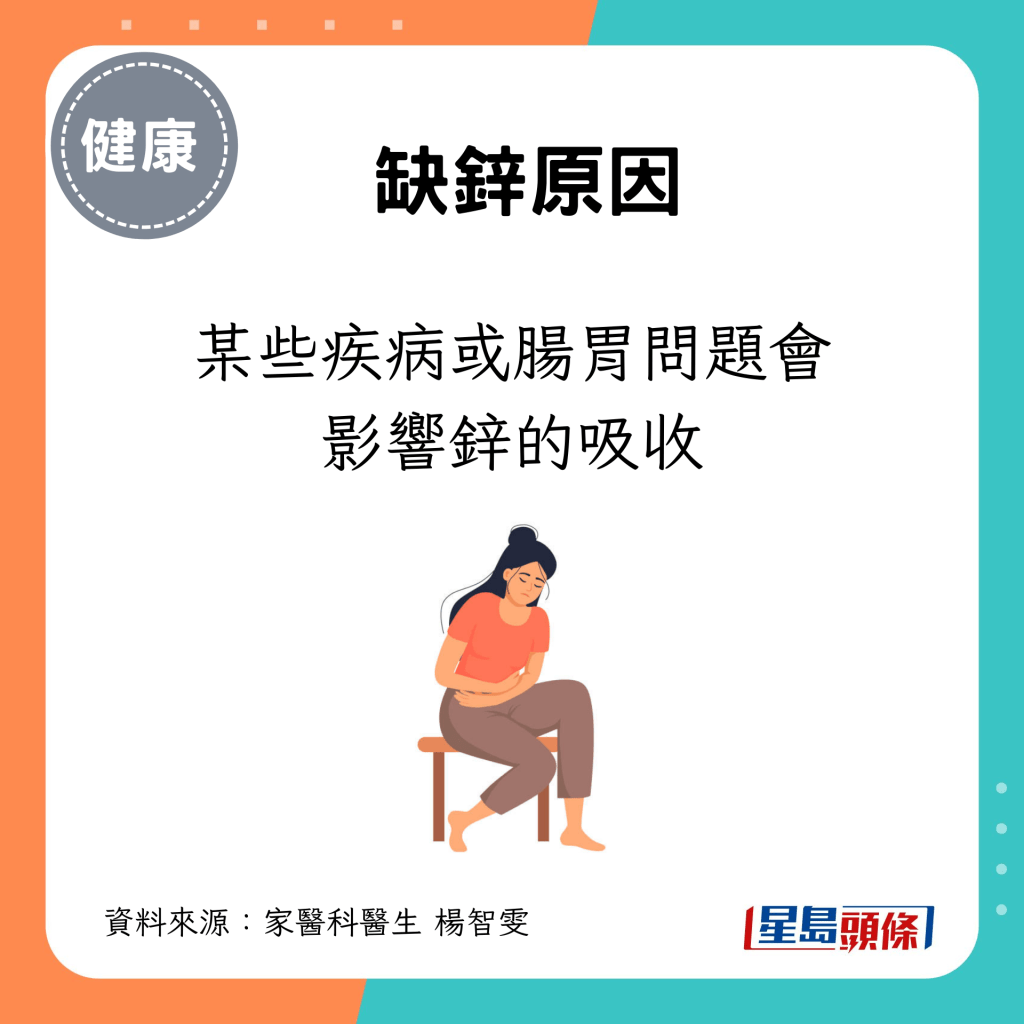 某些疾病或肠胃问题会影响锌的吸收