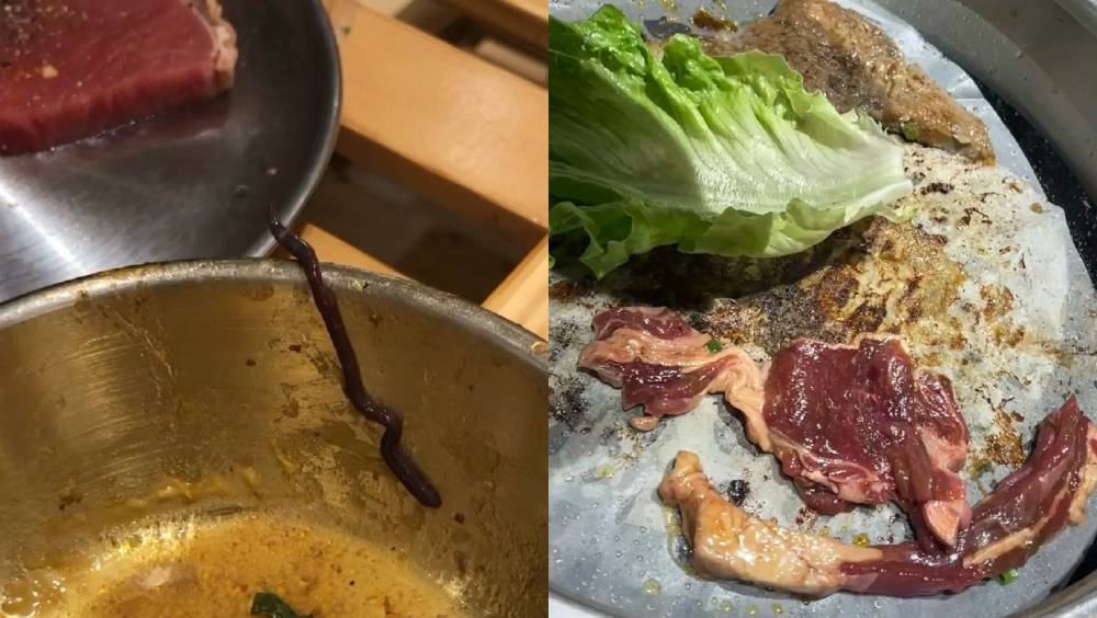 廣州烤肉店生菜吃出「10cm活蟲」。 微博