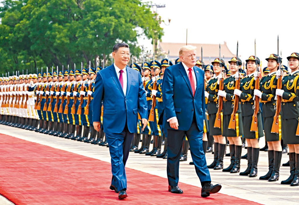 今年5月，习近平为特朗普访华举行欢迎仪式。