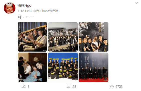 徐菲亦在微博出Po宣传处男作。