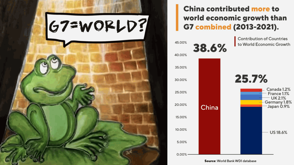 華春瑩Twitter發井底之蛙圖諷刺「G7不等於全世界」。