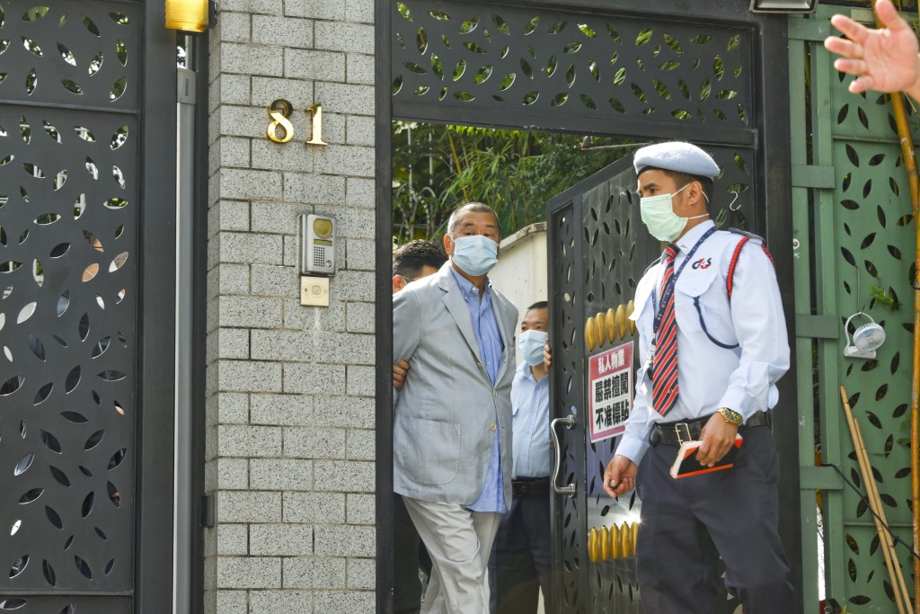 壹傳媒創辦人黎智英被捕。資料圖片