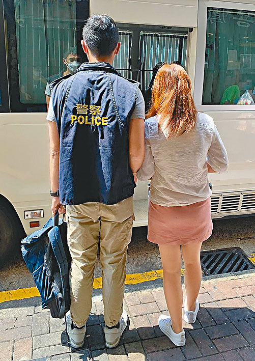 警方在油尖区拘捕的泰国男女俱打扮性感。 