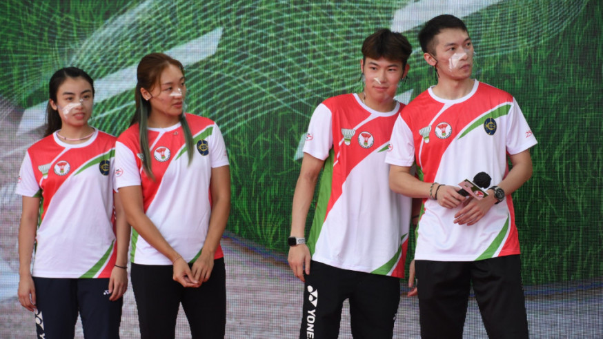 香港羽毛球公開賽取消。吳芷柔、謝影雪、李卓耀、伍家朗（左起）等運動員失去主場出擊機會。資料圖片