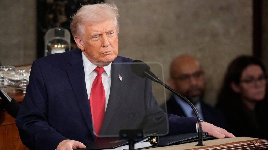 特朗普发表第二任期首次国情咨文。(美联社)