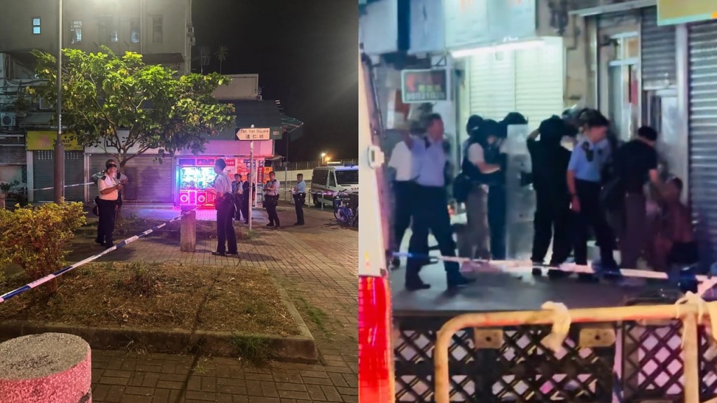 屯門男子疑街頭遇襲 浴血送院 持盾警掩至搜索