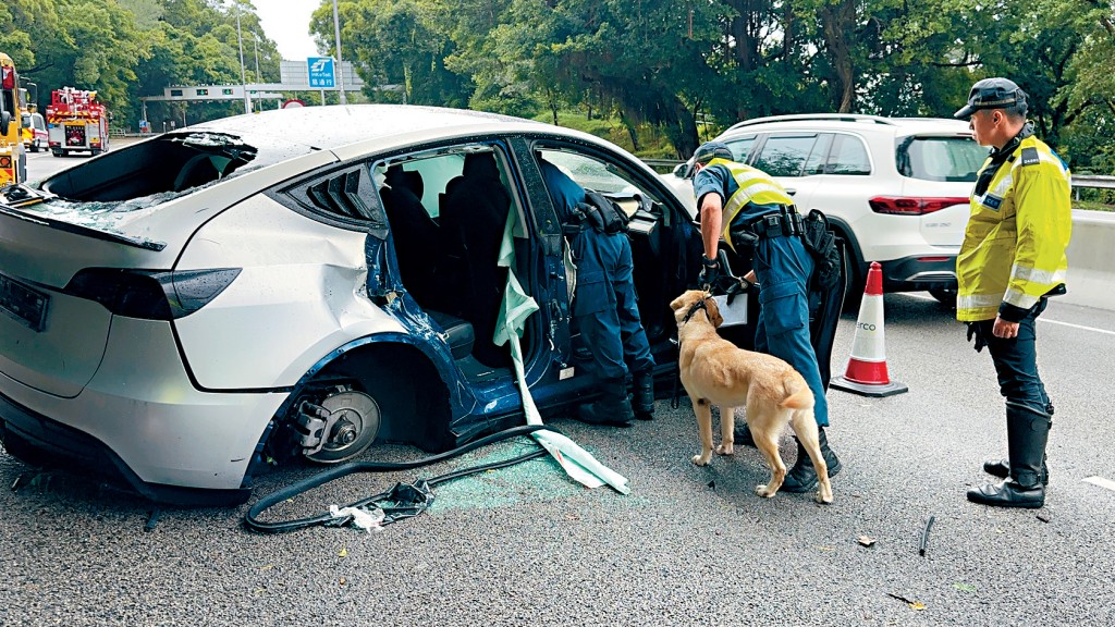 警方帶同緝毒犬到場協助蒐證。