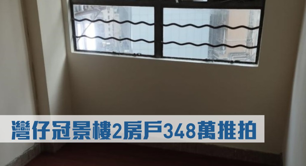 灣仔冠景樓12樓B室,開價348萬元,低市價26%。