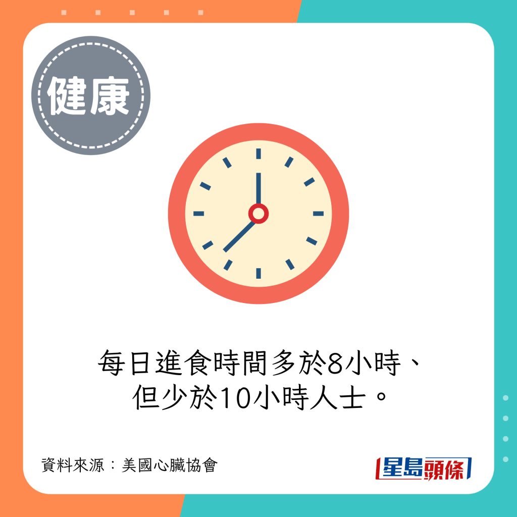  每日進食時間多於8小時、但少於10小時人士。