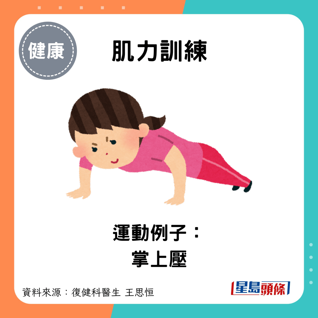 肌力訓練：運動例子： 掌上壓