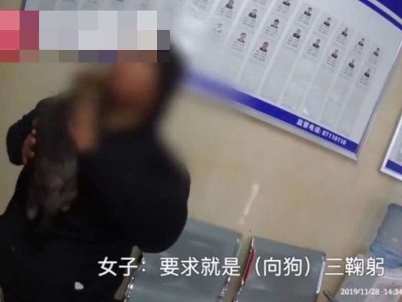 清潔工被要求向小狗3鞠躬道歉。網圖