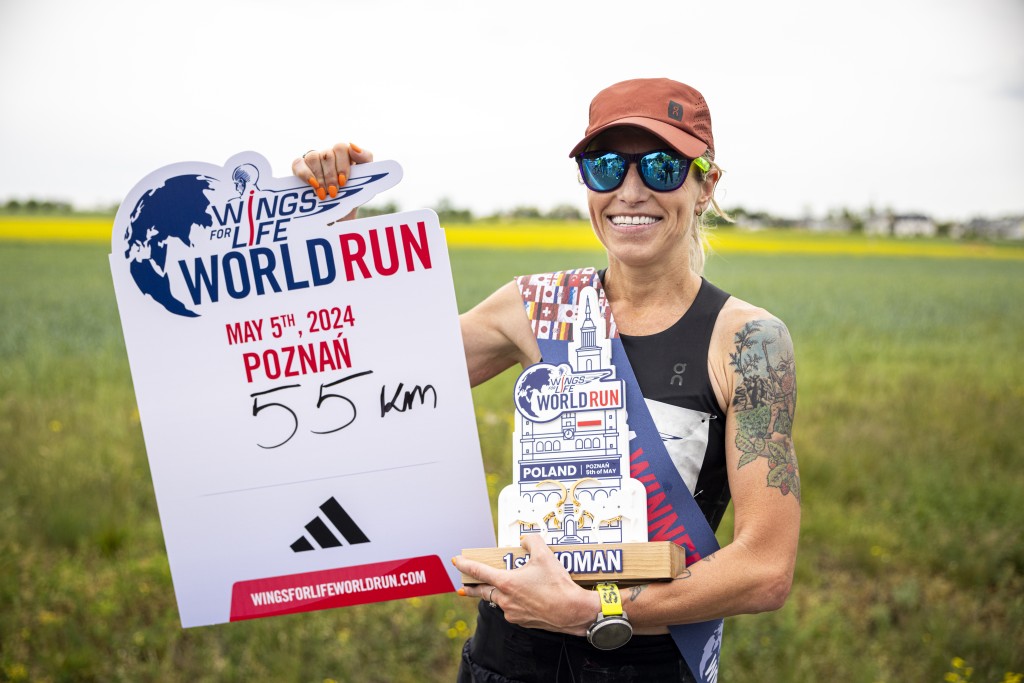 波蘭的Dominika Stelmach以55.02公里，第二次奪得Wings for Life World Run女子總冠軍。 公關圖片